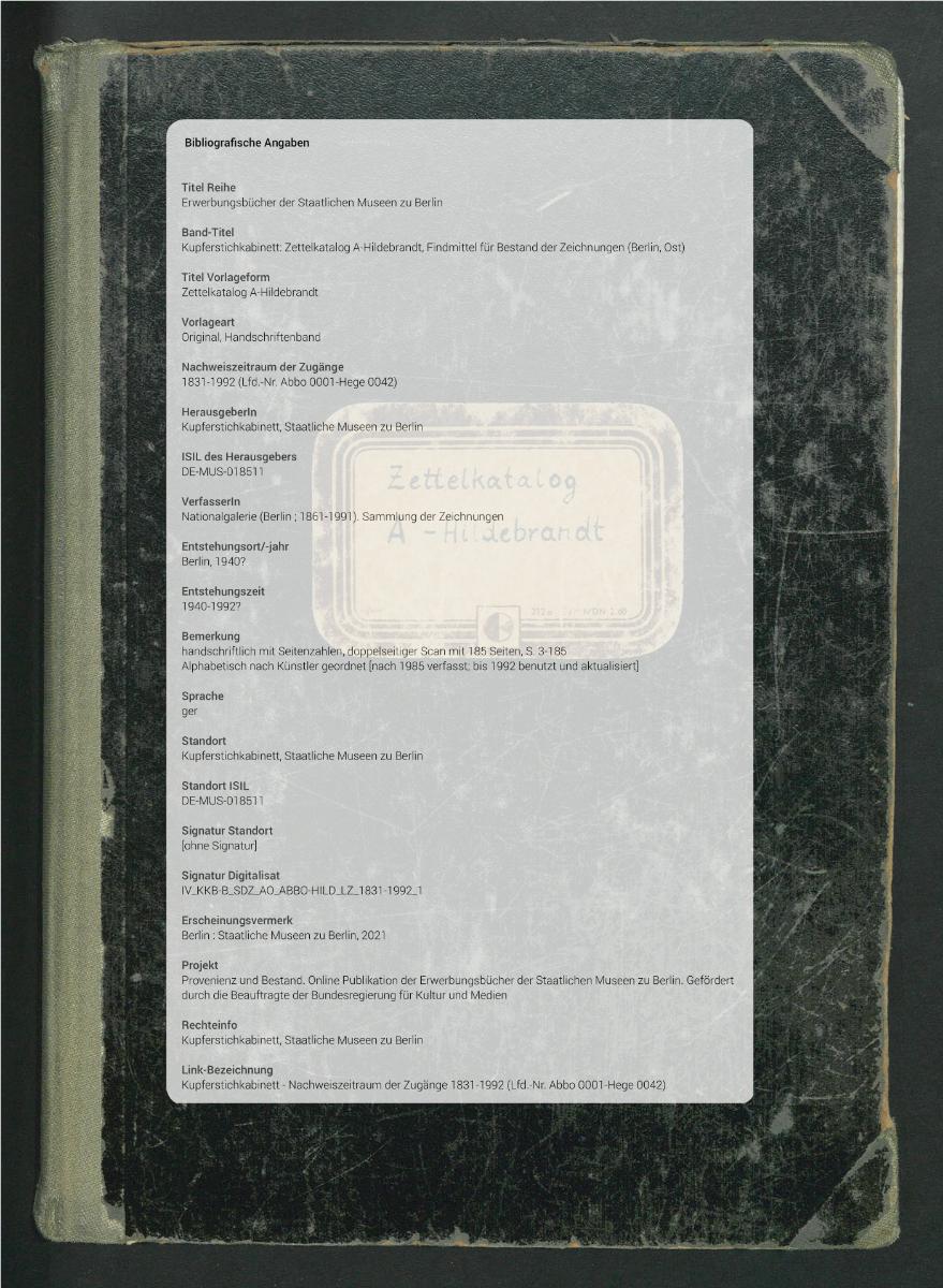Zettelkatalog A-Hildebrandt