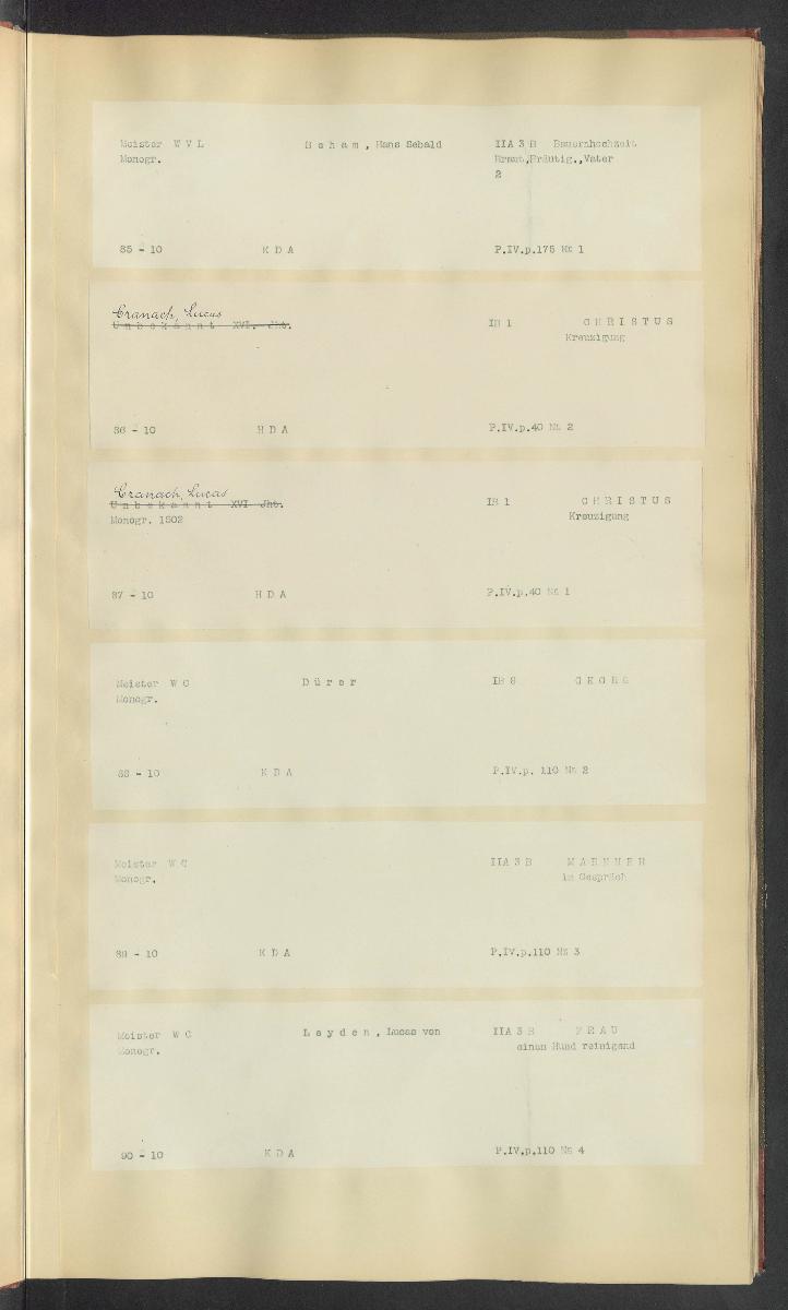 Druckgraphik Inventar Alter Bestand bis 1878 Bd. 10