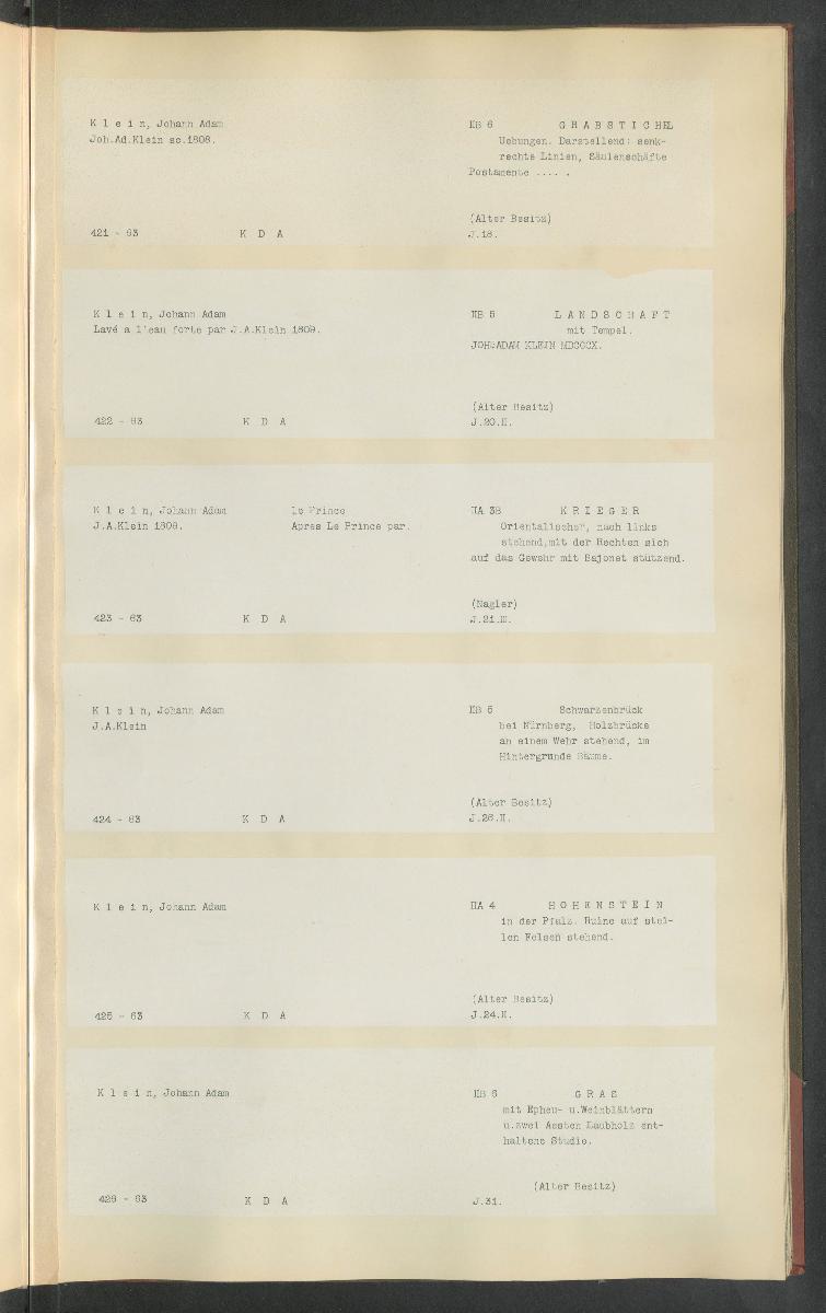 Druckgraphik Inventar Alter Bestand bis 1878 Bd. 63