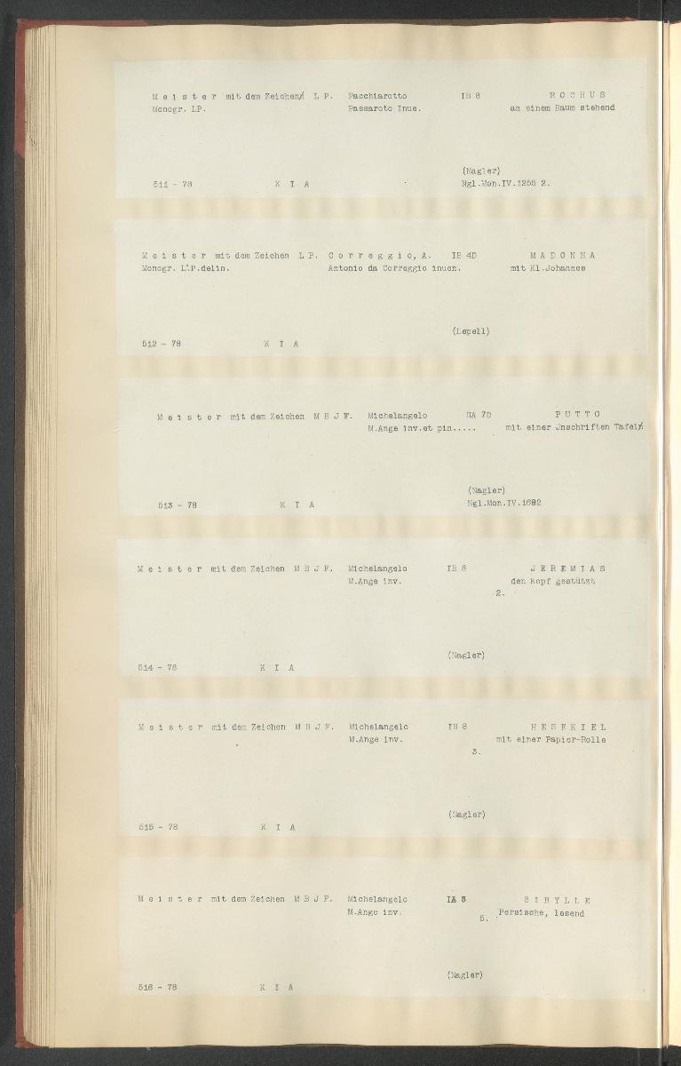 Druckgraphik Inventar Alter Bestand bis 1878 Bd. 78