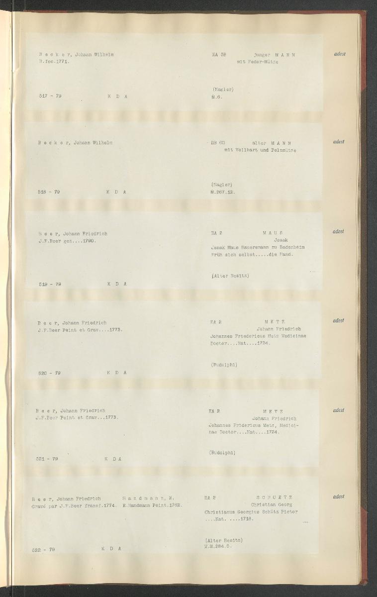 Druckgraphik Inventar Alter Bestand bis 1878 Bd. 79