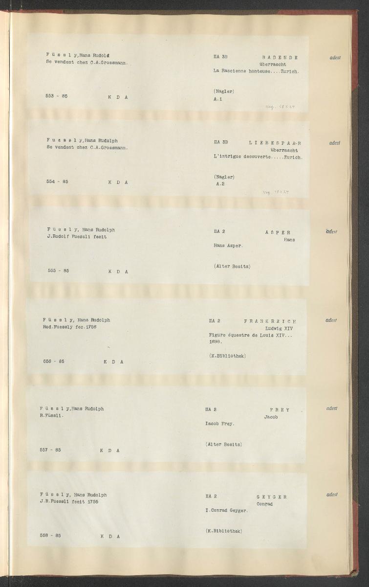 Druckgraphik Inventar Alter Bestand bis 1878 Bd. 85