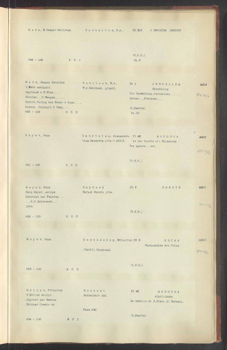 Druckgraphik Inventar Alter Bestand bis 1878 Bd. 100
