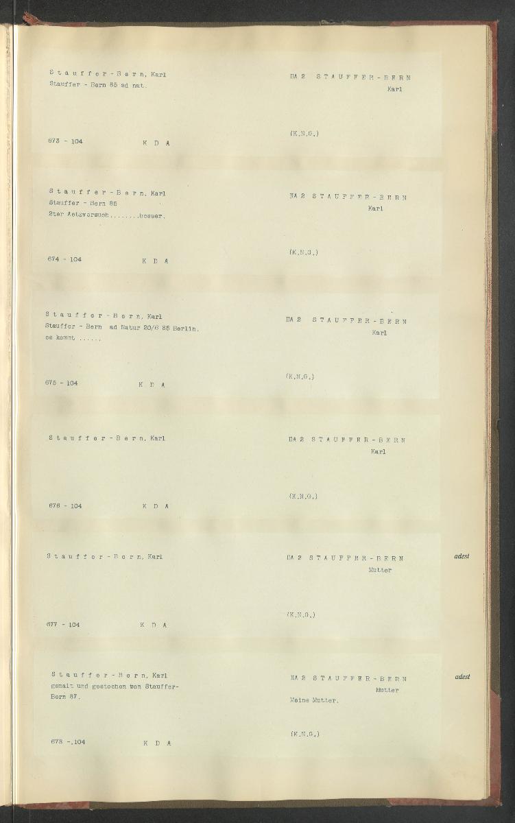 Druckgraphik Inventar Alter Bestand bis 1878 Bd. 104