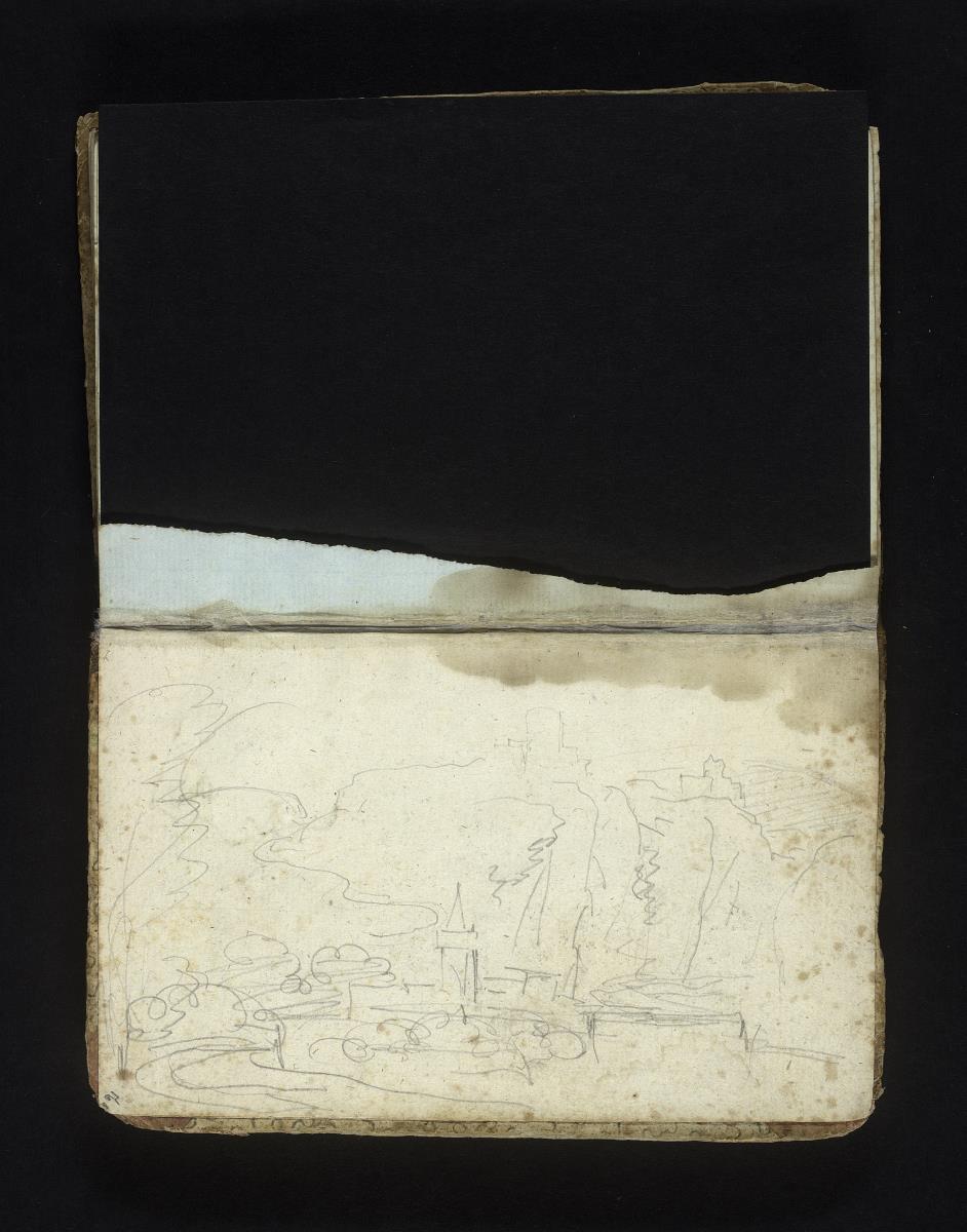 Bergige Landschaft mit Gebäuden