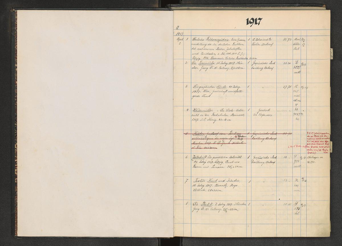 K.G.M. Bibliothek Erwerbungsbuch 1917-1920