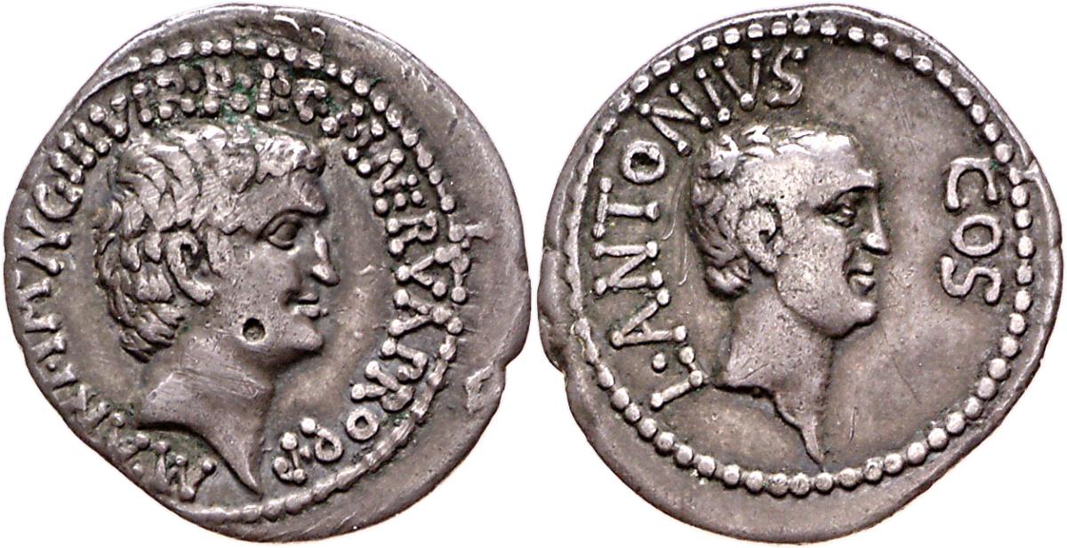 Röm. Republik: M. Cocceius Nerva, M. Antonius und L. Antonius