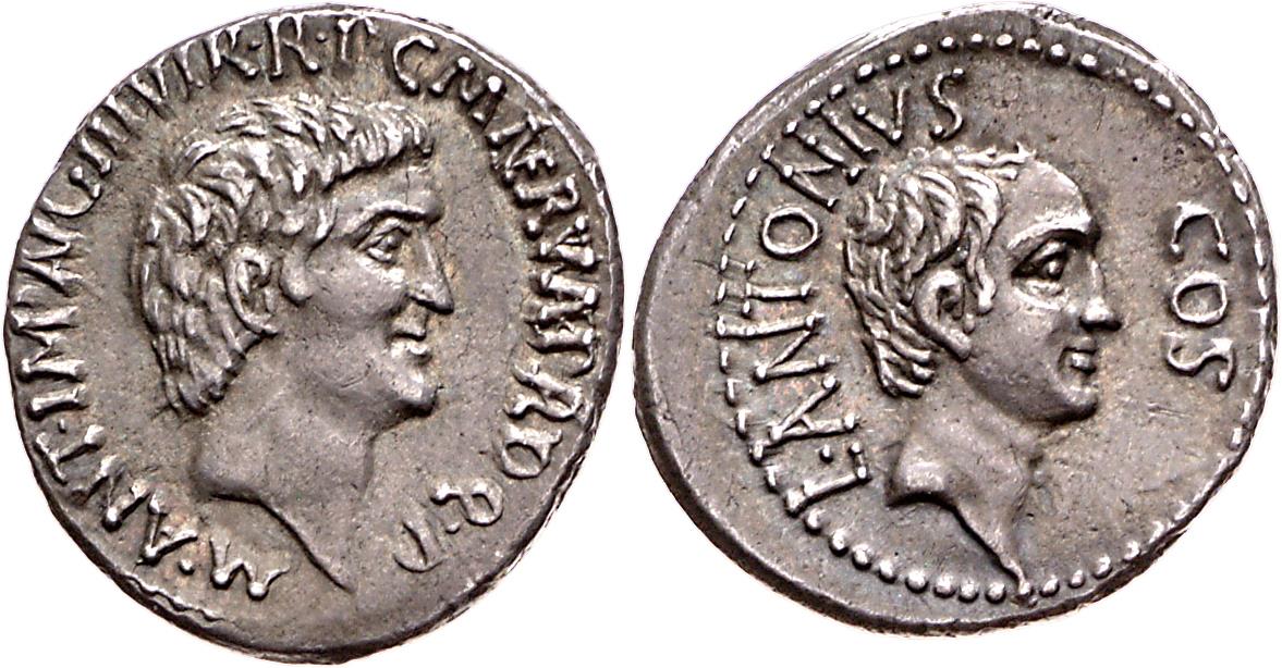 Röm. Republik: M. Cocceius Nerva, M. Antonius und L. Antonius