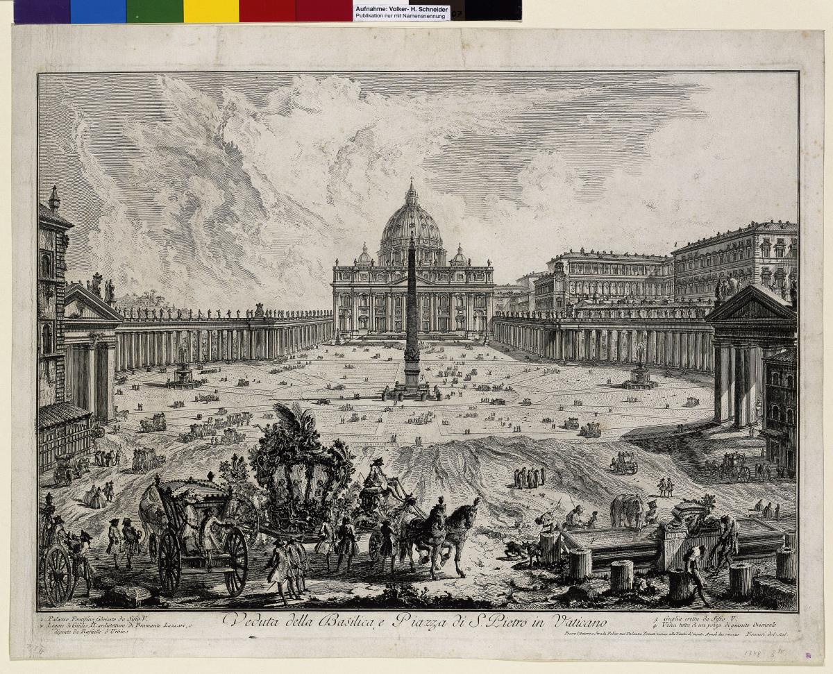 Ansicht der Basilica und des Platzes von San Pietro in Vaticano (aus: Vedute di Roma)