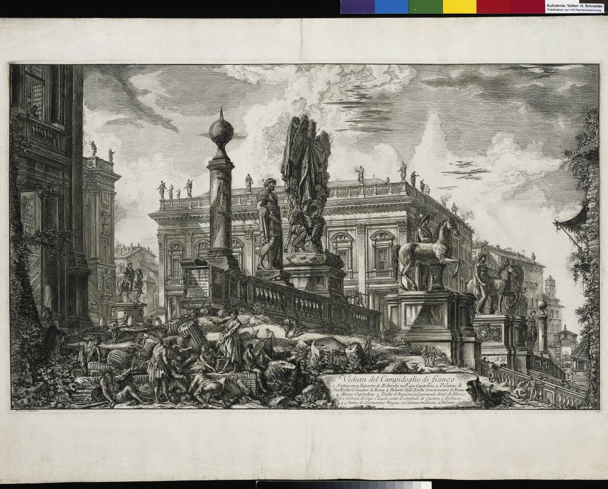 Ansicht des Kapitols von der Seite (aus: Vedute di Roma)