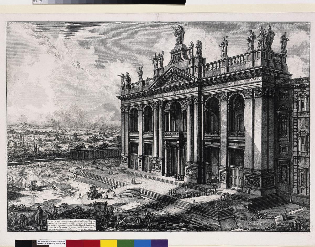 Ansicht der Fassade der Basilica San Giovanni in Laterno (aus: Vedute di Roma)