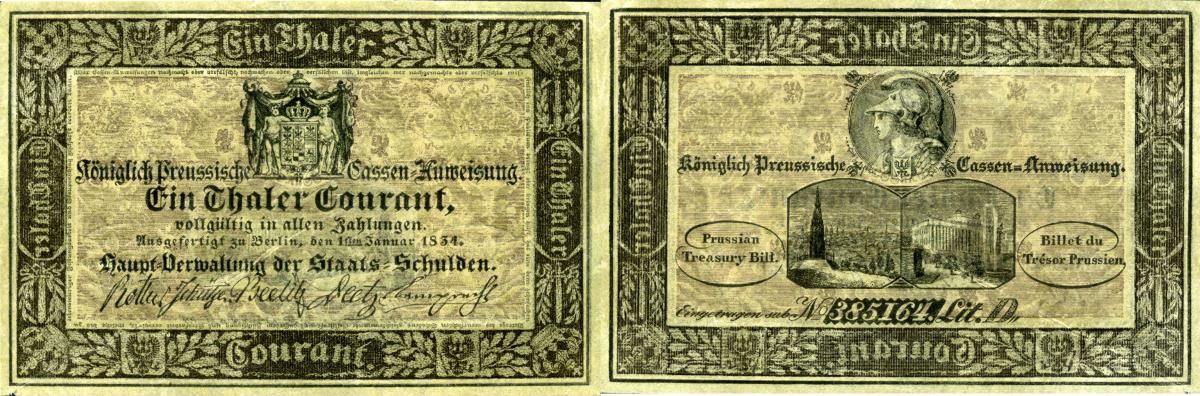 Preußen Hauptverwaltung Staatsschulden: 1 Taler 1834