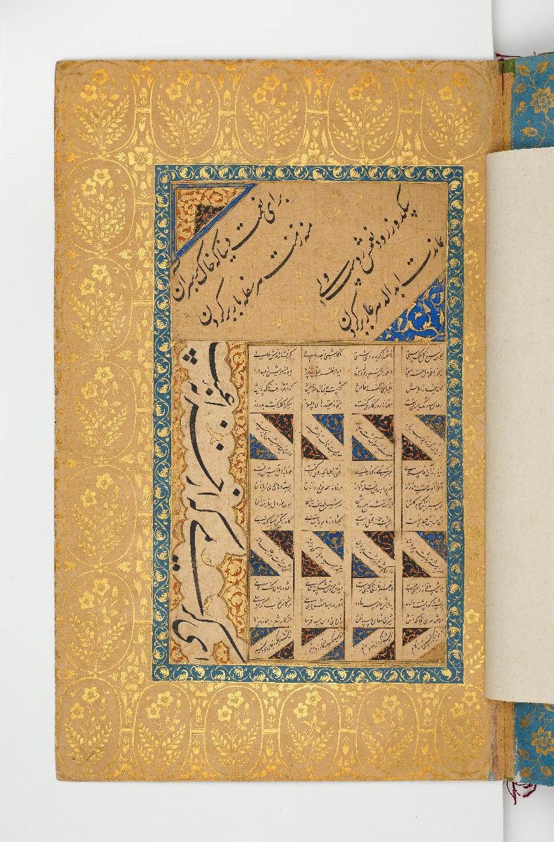 Kalligrafien in Nastaʻlīq (Pasticcio), Rahmen mit floralen Ornamenten