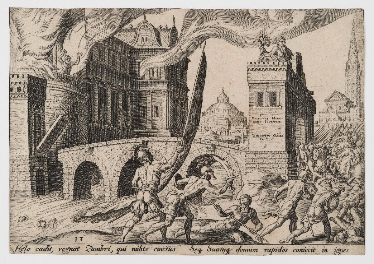 Die Einnahme von Tirza (1 Kön 16:17), Blatt 13 aus der Folge "Die Unglücke des jüdischen Volkes"