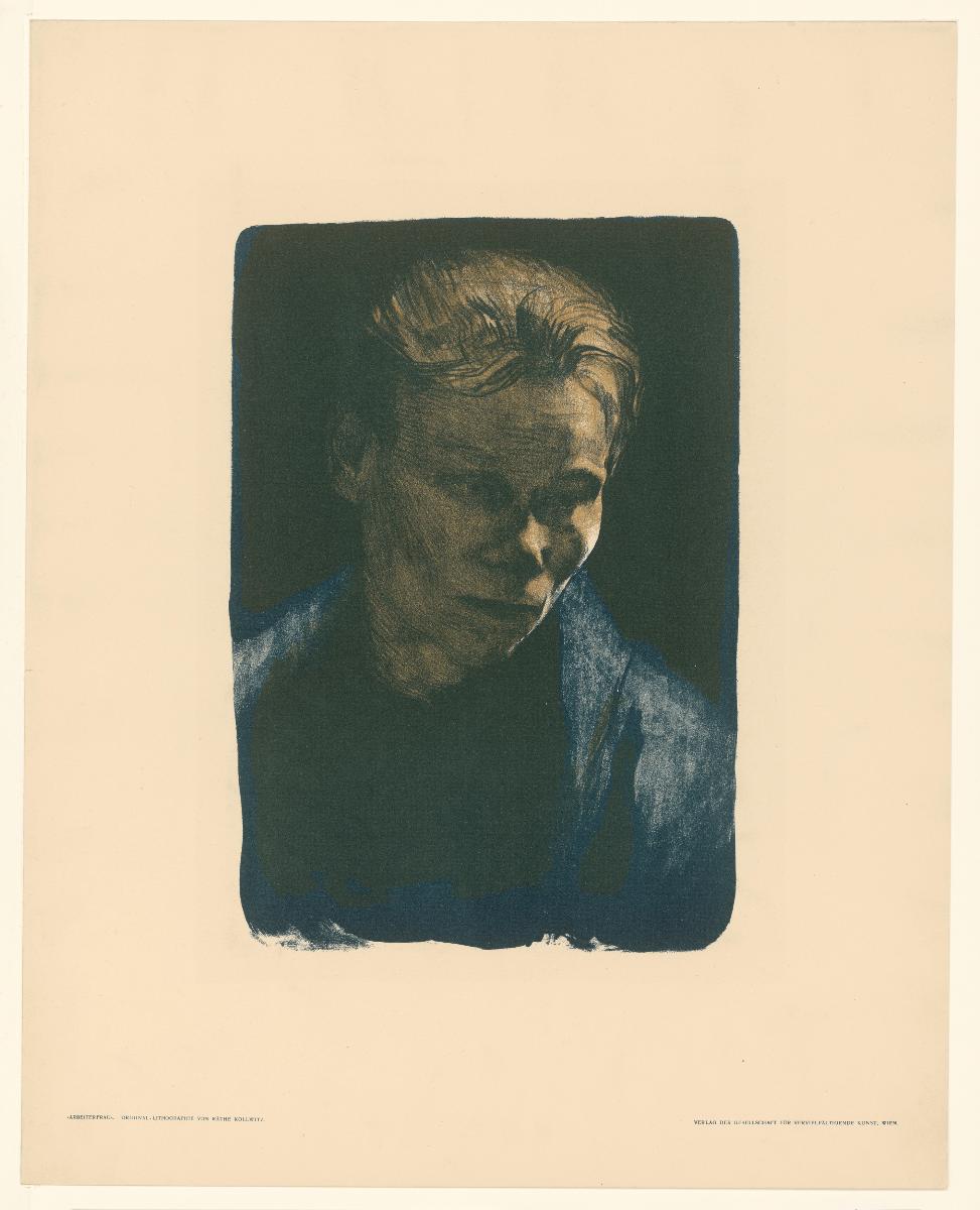 Brustbild einer Arbeiterfrau mit blauem Tuch (3. Zustand; aus: Jahresmappe der Gesellschaft für vervielfältigende Kunst in Wien, 1906)