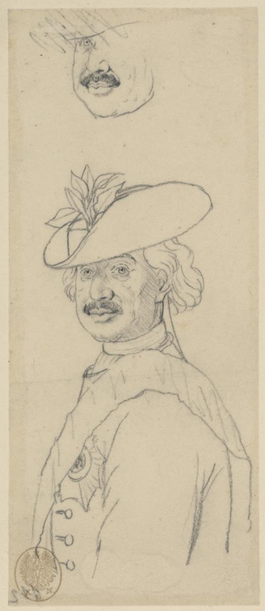 Leopold Fürst von Anhalt-Dessau, Brustbild nach links mit Ordensband und Stern. Durchzeichnung