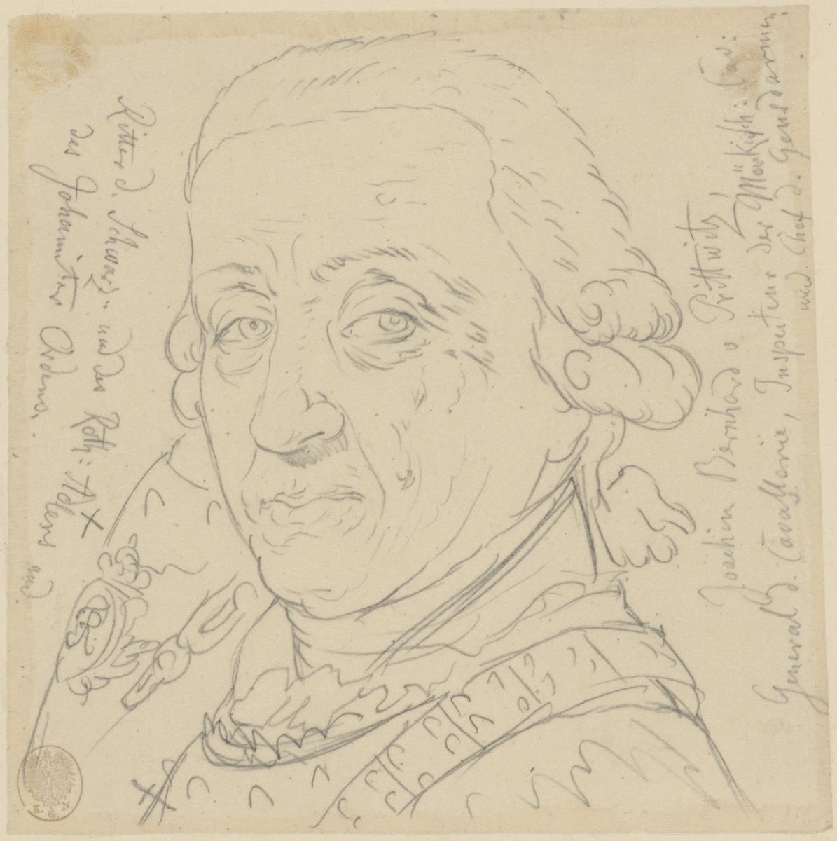 Joachim Bernhard von Prittwitz und Gaffron, Kavalleriegeneral. Durchzeichnung