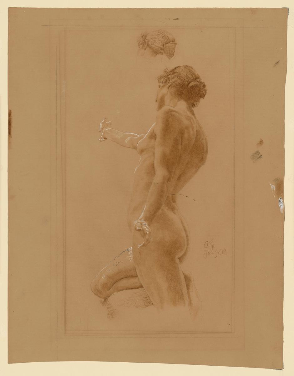 Stehender weiblicher Akt. Studie zu: Odysseus und die Sirenen
