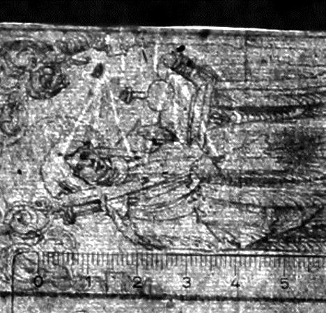 Drei Entwürfe zu Glasgemälden. Oben links: Die hl. Walpurgis. Oben rechts: Orientale mit dem Wappen von Kamten. Unten links: Landsknecht mit dem Wappen von Burgund. Unten rechts: Landsknecht mit dem Wappen von Krain
