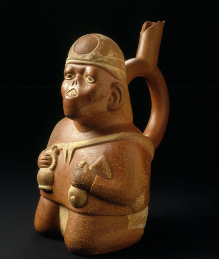 Kniende anthropomorphe Figur mit artifizieller Gesichtsmutilation