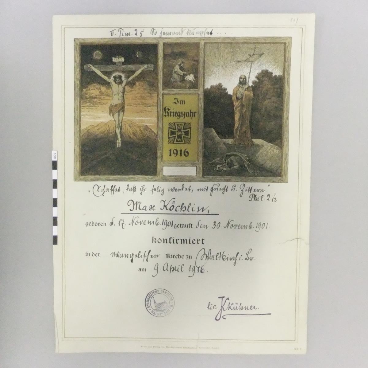 Im Kriegsjahr 1916 für Max Köchlin, Nr. KC 2