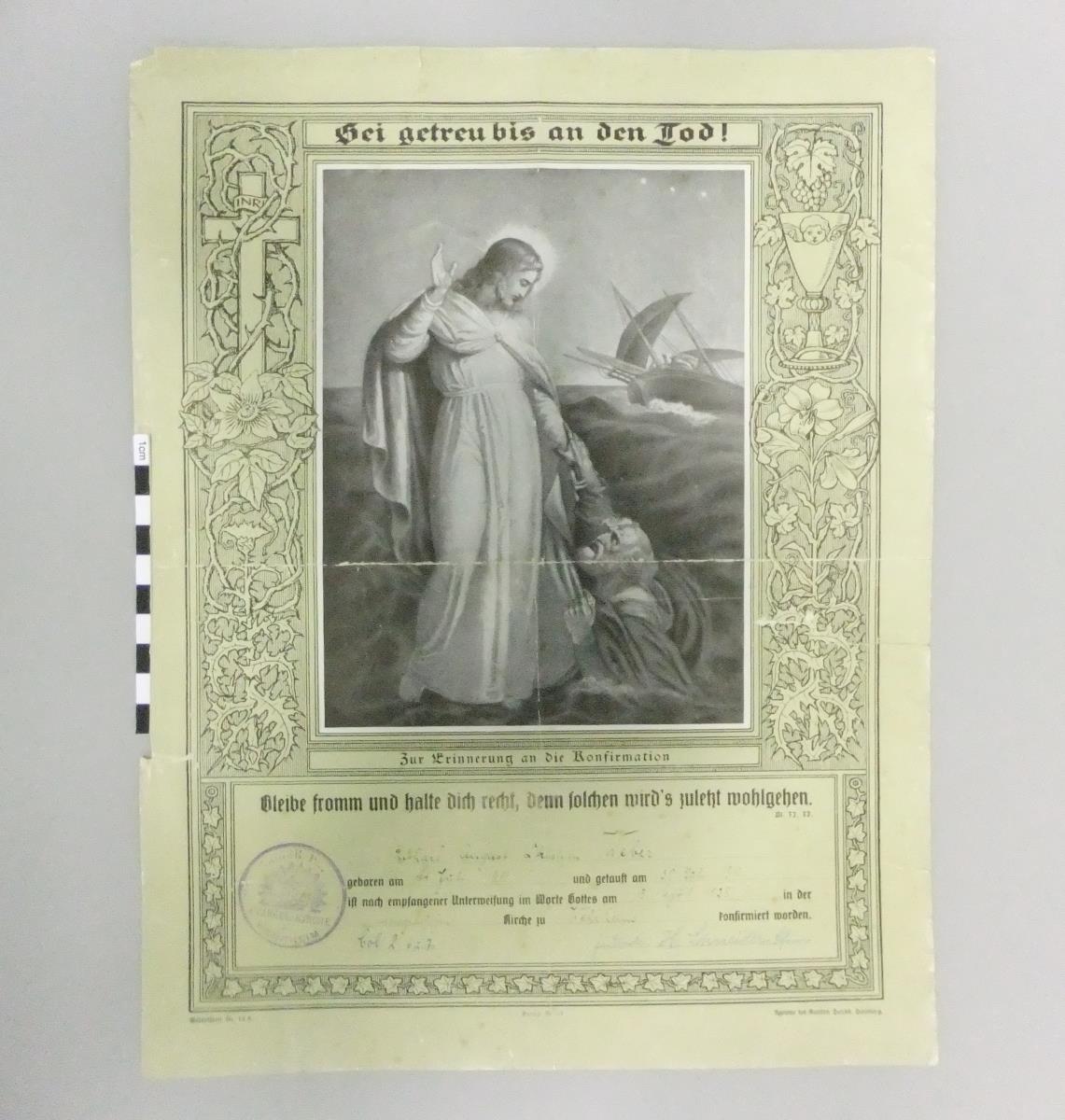 Sei getreu bis an den Tod - Zur Erinnerung an die Konfirmation, Richard August Christian Weber, Gedenkblatt Nr. 12a