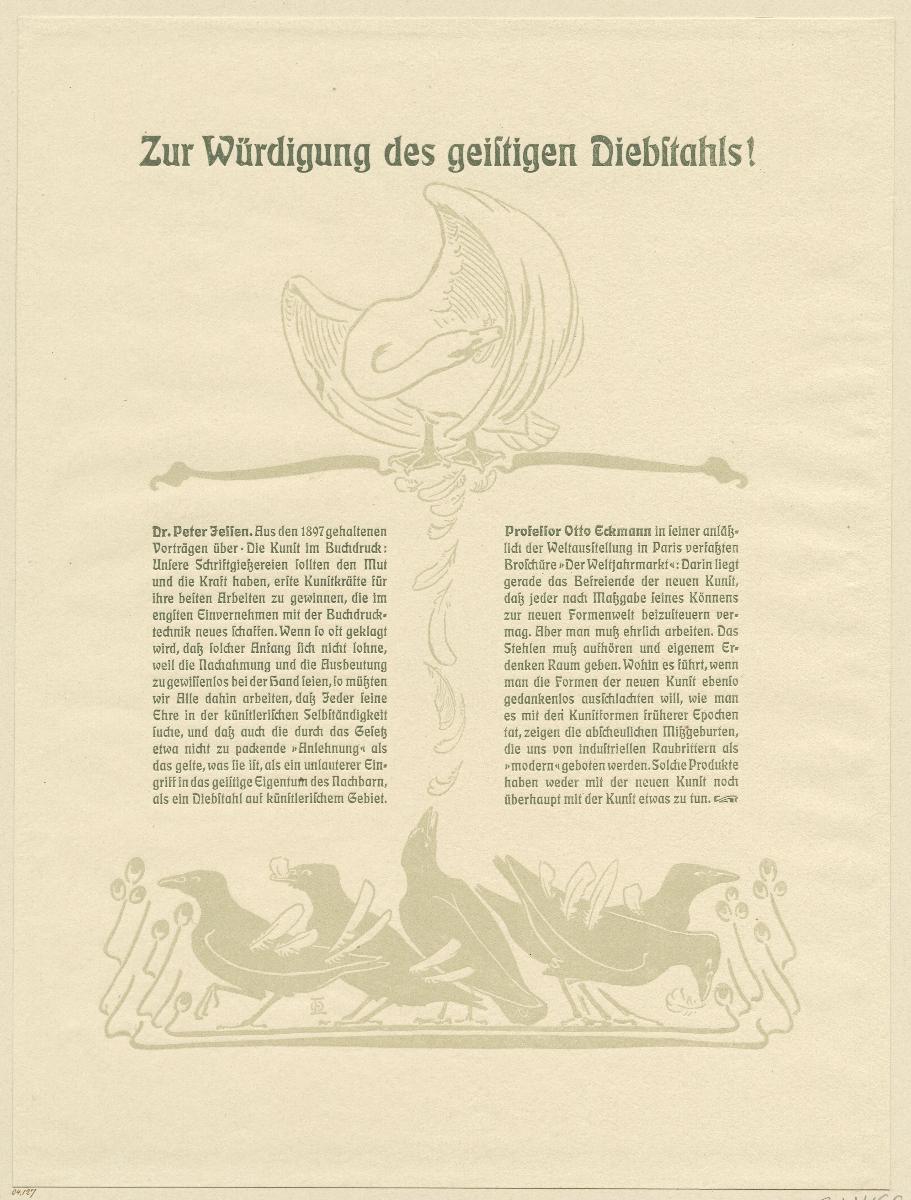 Zur Würdigung des geistigen Diebstahls! (Manifest zum Jugendstil)