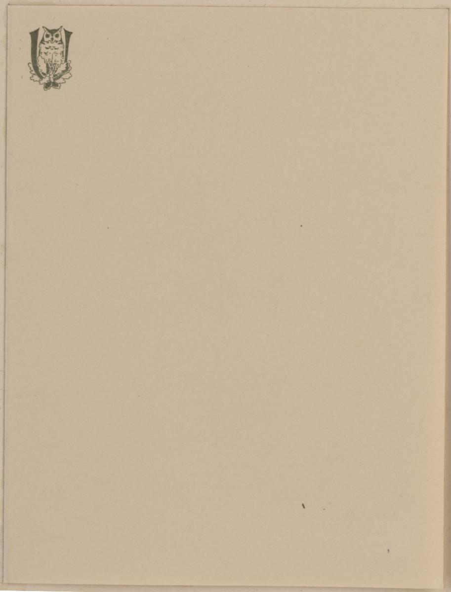 Briefbogen mit Briefkopfzeichen U (für Emil Uhles)