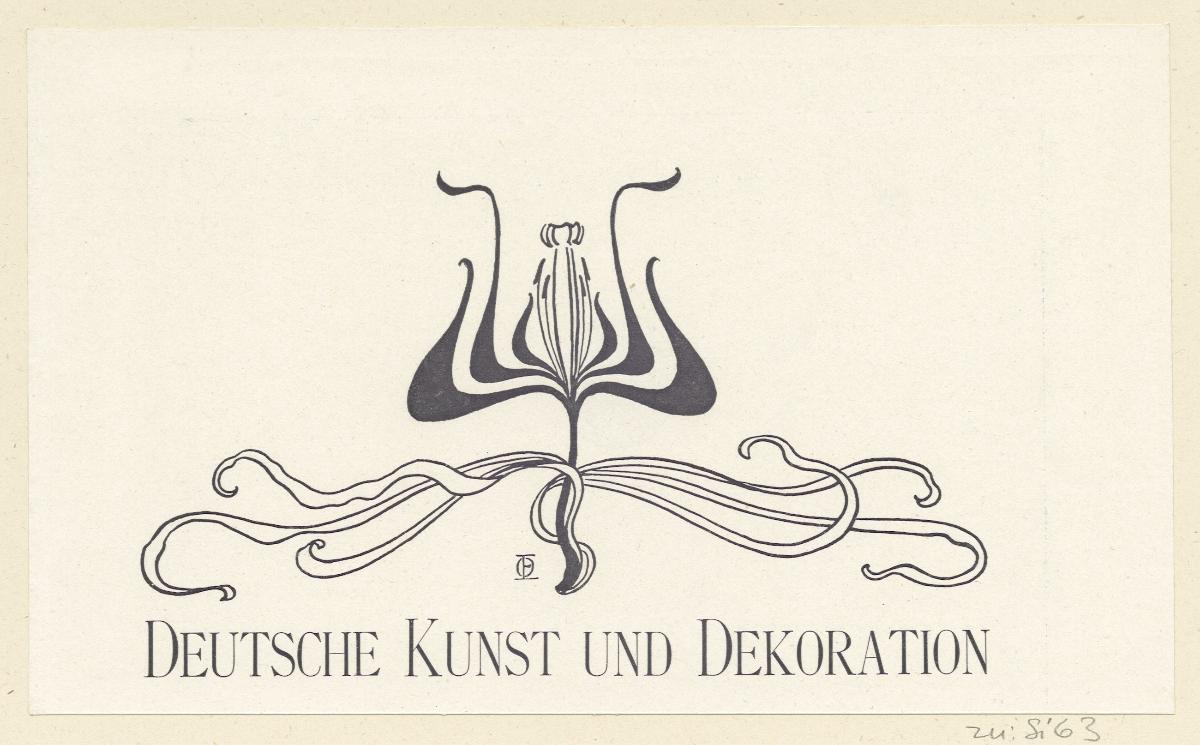 Vignette mit Schriftzug Deutsche Kunst und Dekoration (Probedruck)