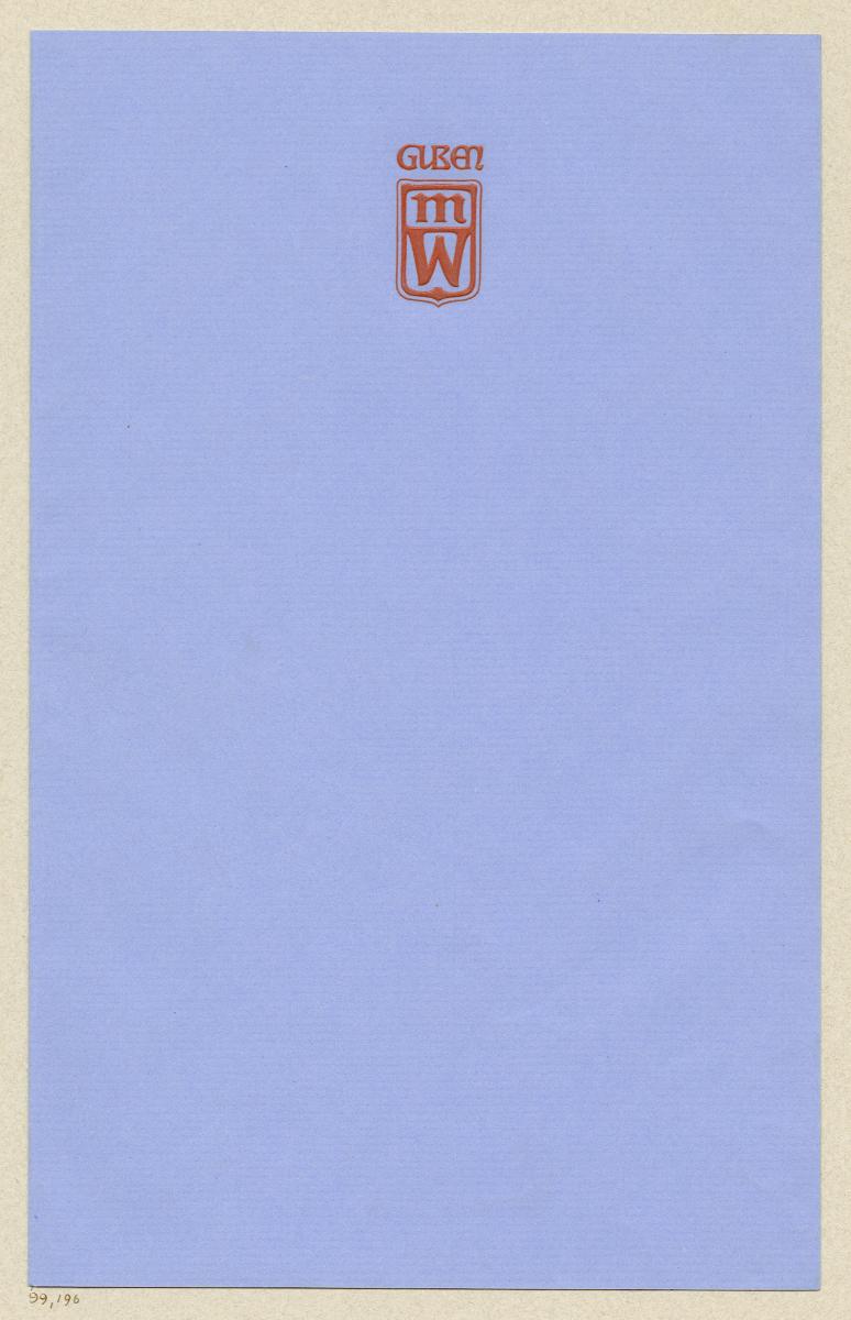 Briefpapier mit Monogramm MW Guben (für Max Wilke)