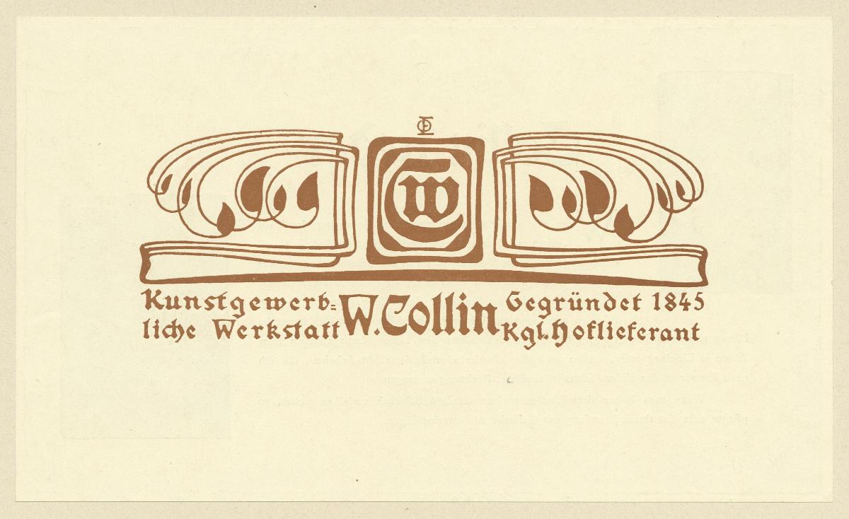 Briefkopf der Kunstgewerblichen Werkstatt W. Collin