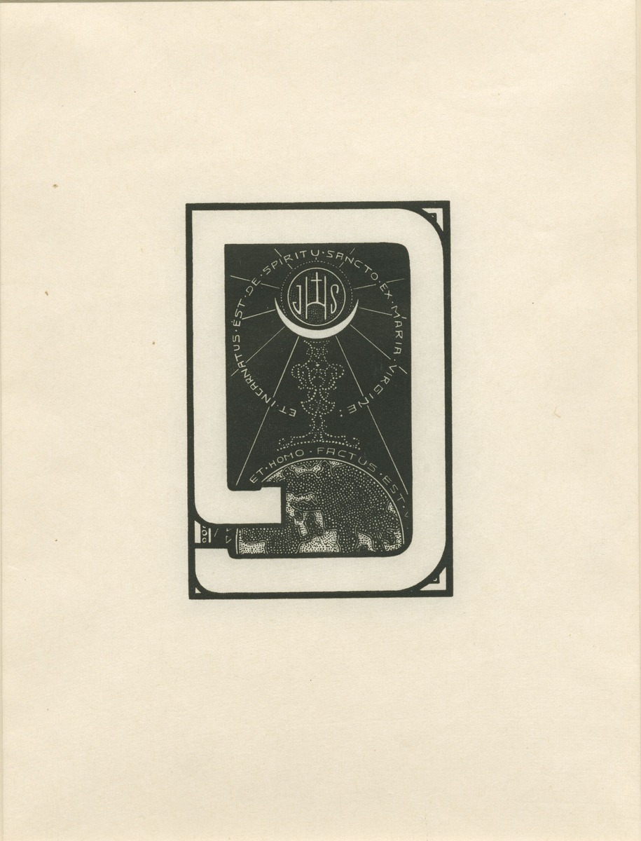 Probedruck einer "Symbol-Initiale" in Thomas von Kempen Die vier Bücher von der Nachfolge Christi
