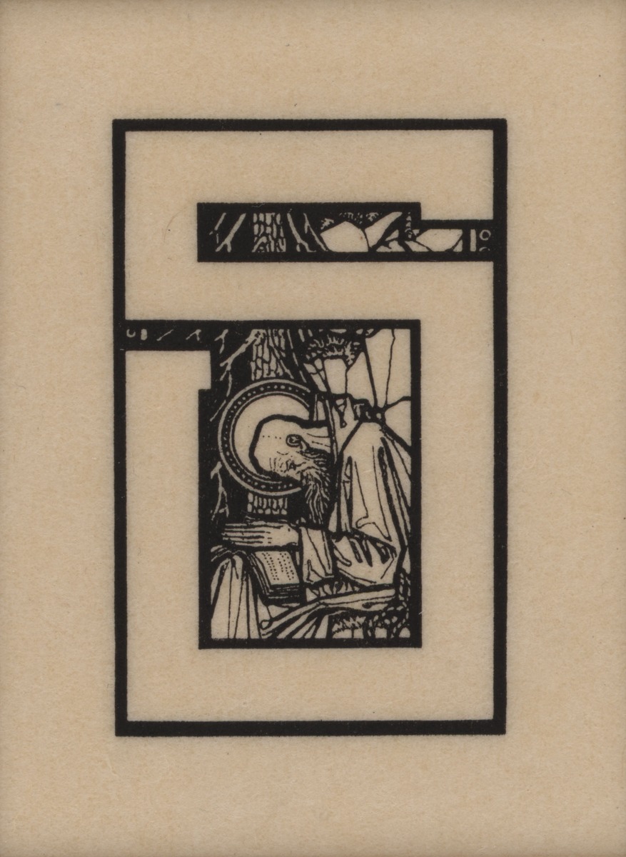Probedruck der Initiale S in Thomas von Kempen Die vier Bücher von der Nachfolge Christi