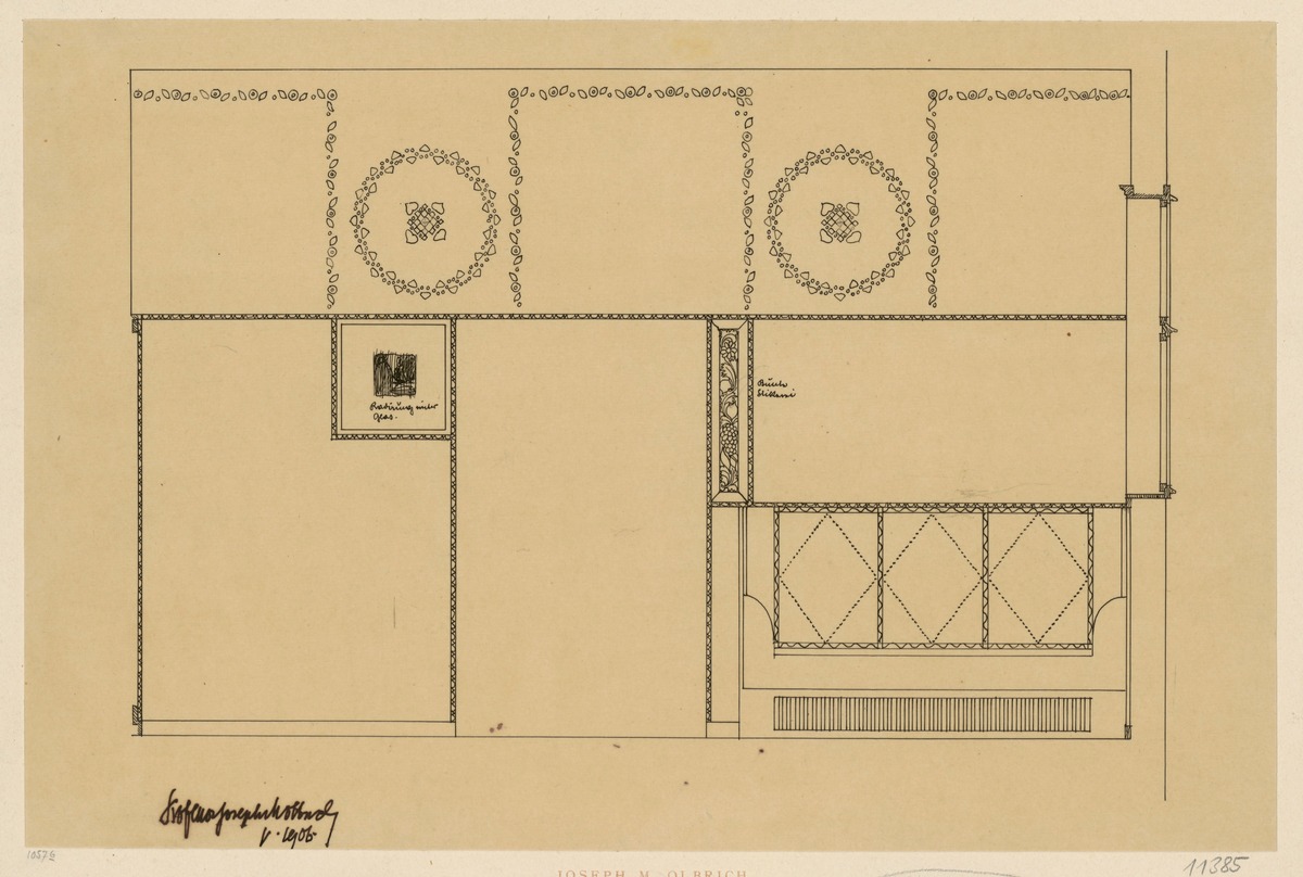 Mailand, Zimmer auf der internationalen Ausstellung, Wohnzimmer, Wandaufriss
