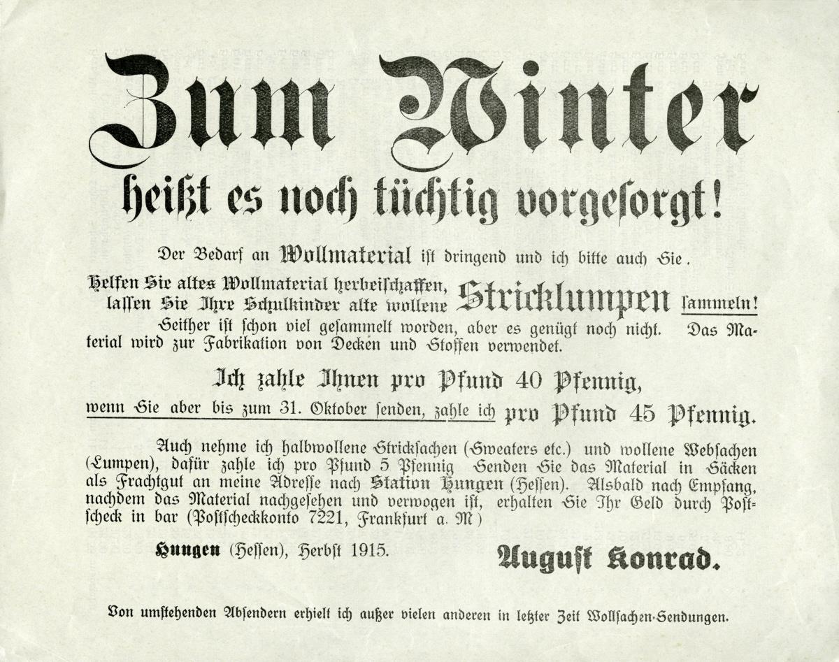 Zum Winter heißt es noch tüchtig vorgesorgt!