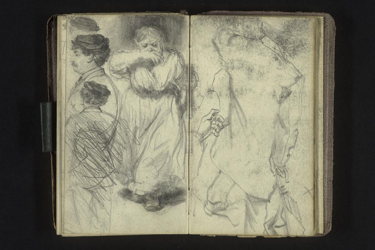 Vier Figurenstudien, Handstudie, Gesichtsstudie (verworfen)
