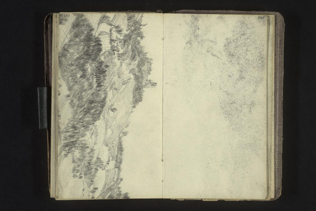 Landschaft mit Burgruine auf einem Hügel (Ruine Bodenlaube?)