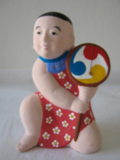 Kintarô mit Trommel　太鼓持ち金太郎 (Taiko (?) mochi Kintarô)
