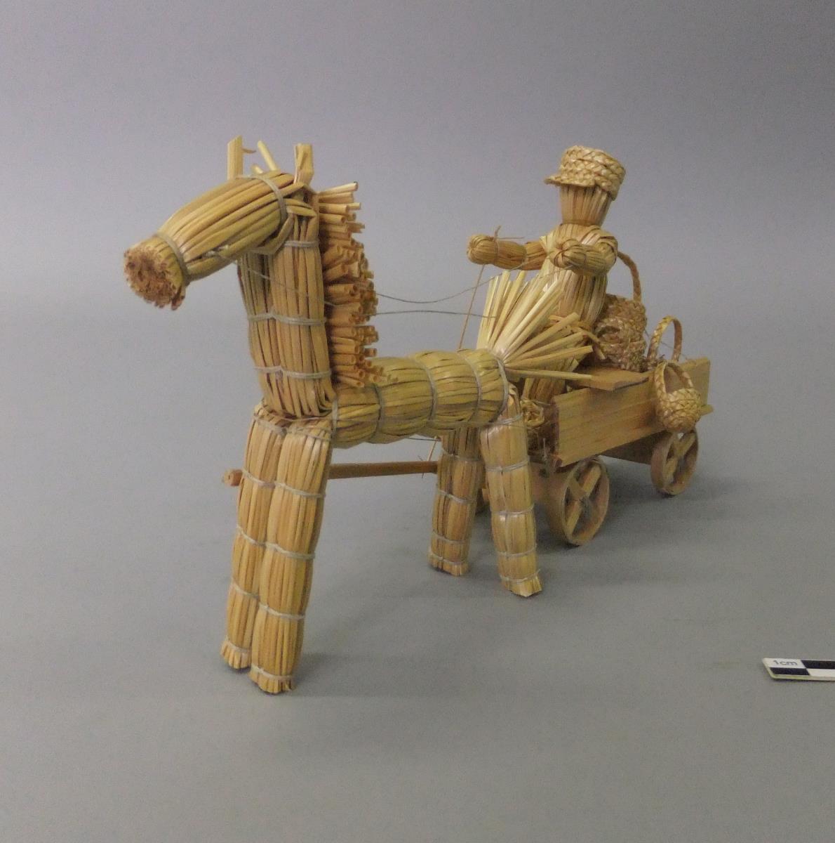 Pferd mit Wagen und Kutscher
