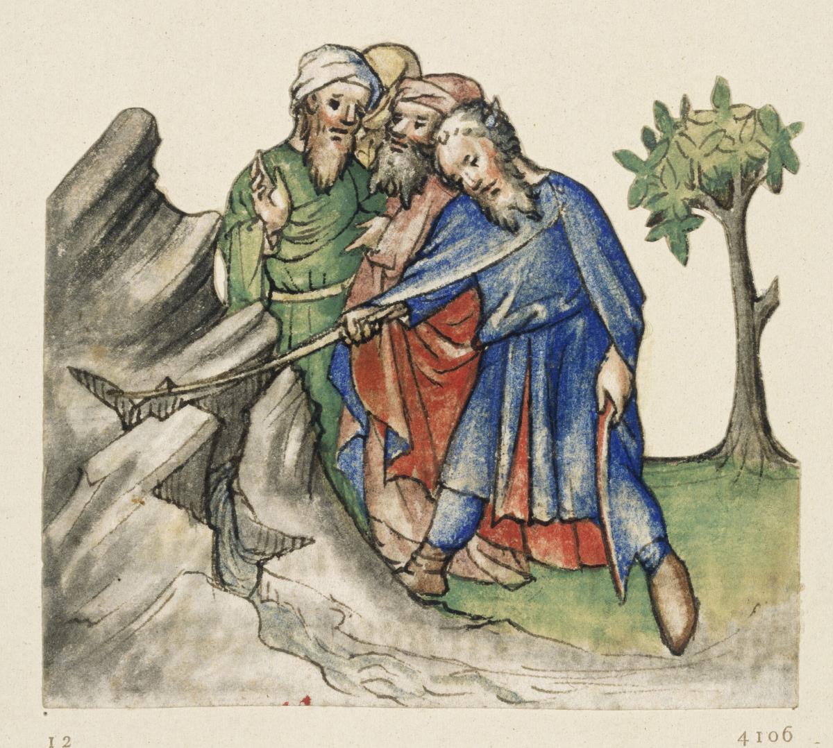Moses schlägt Wasser aus dem Felsen