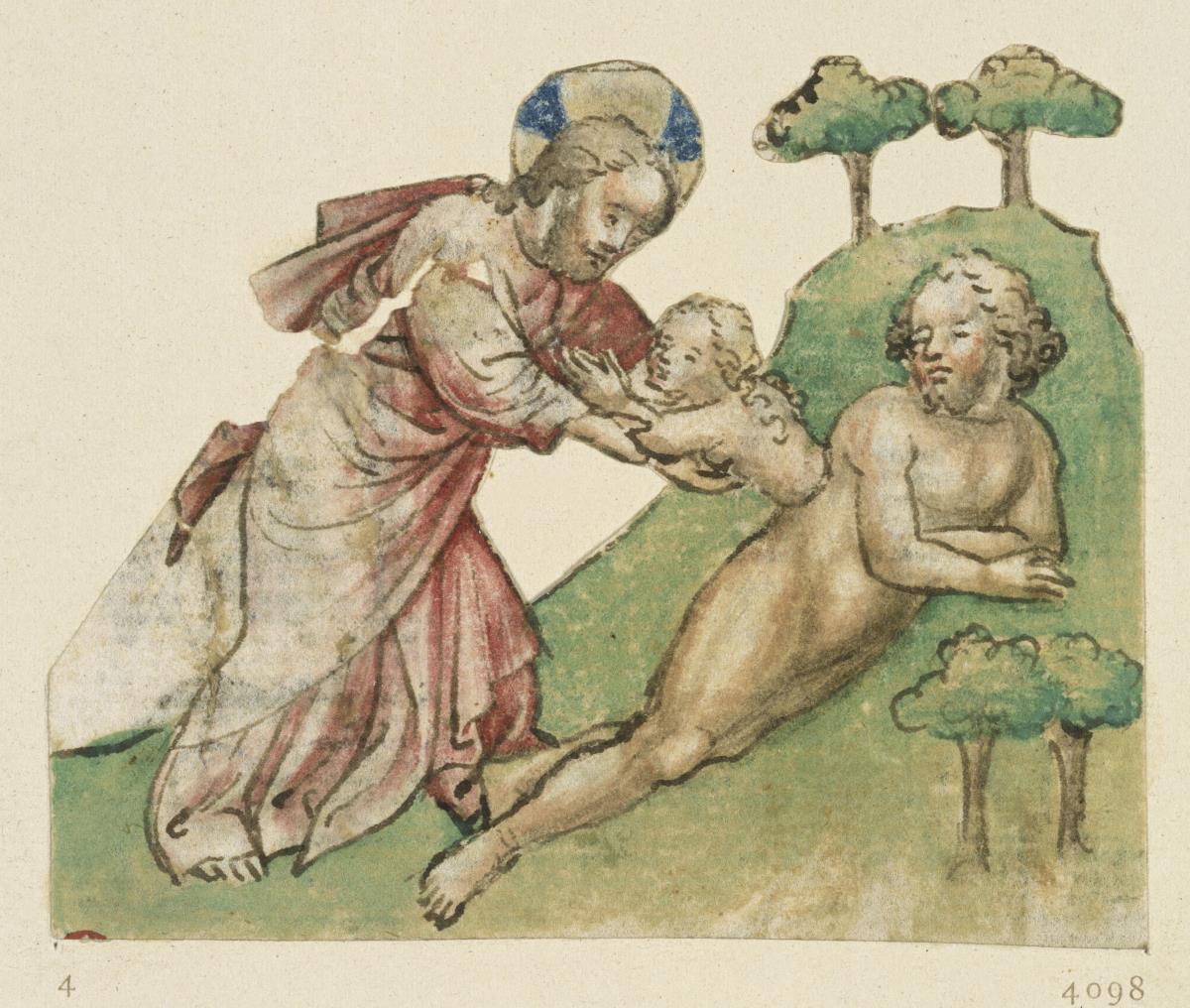 Gott zieht Eva aus der Seite des schlafenden Adam