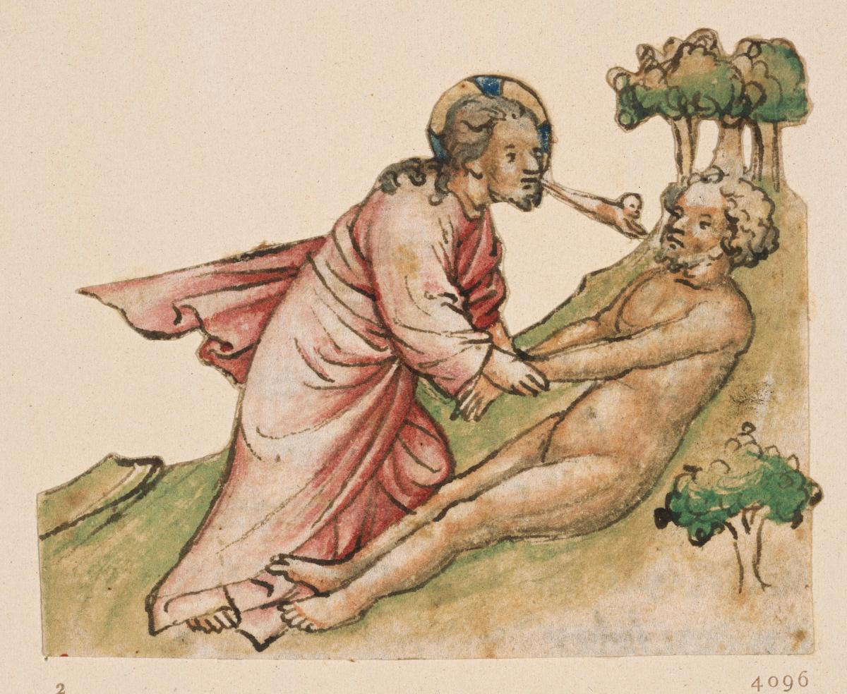 Gott haucht Adam Odem ein