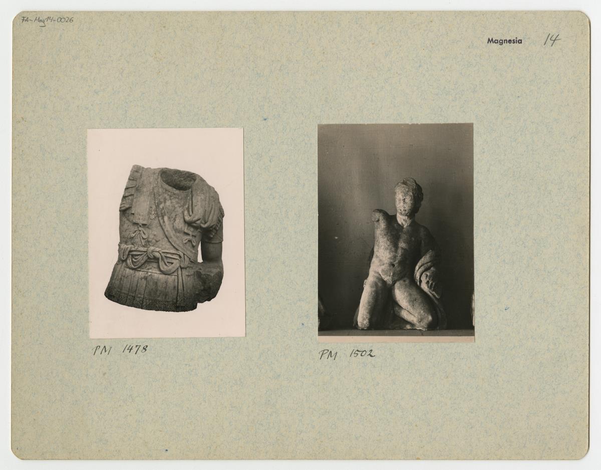 Fragment einer Panzerstatue und Statue eines Satyrs aus Magnesia am Mäander