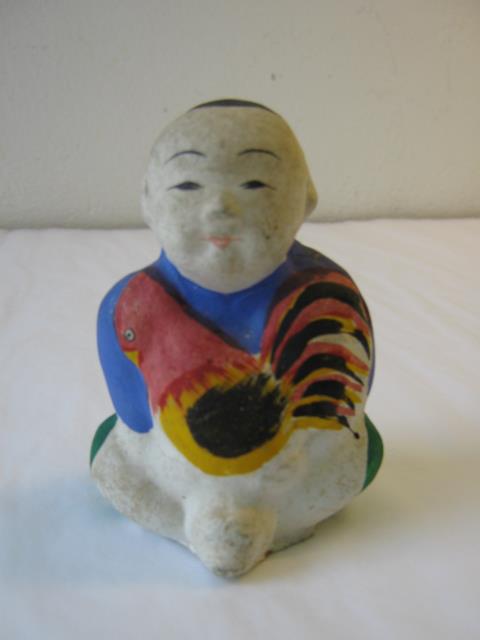 Hockendes Kind mit Hahn 鶏だきどうじtoridaki dôji