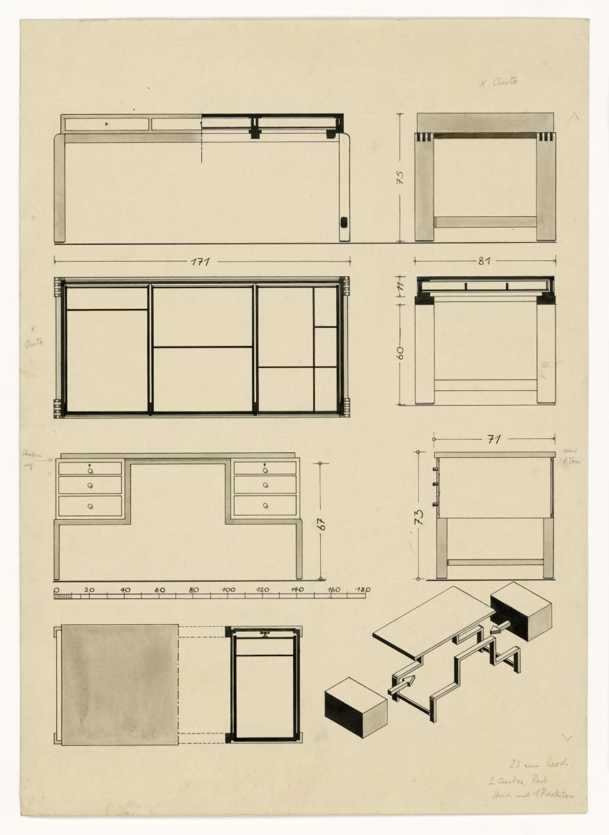 Schreibtisch m. Blattkörper u. Damenschreibtisch  (Möbelbau, Stuttgart)