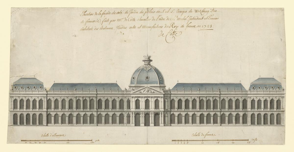 Aufrissentwurf zur Gartenfront der Würzburger Residenz