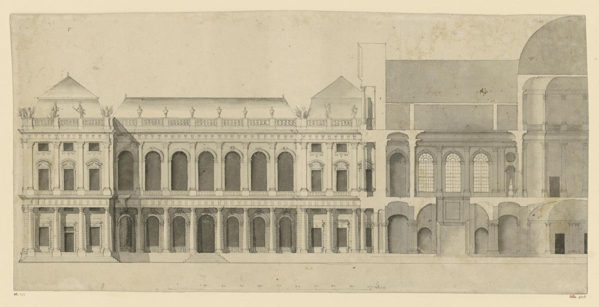 Würzburger Residenz, nördliche Seitenfront, Aufriss