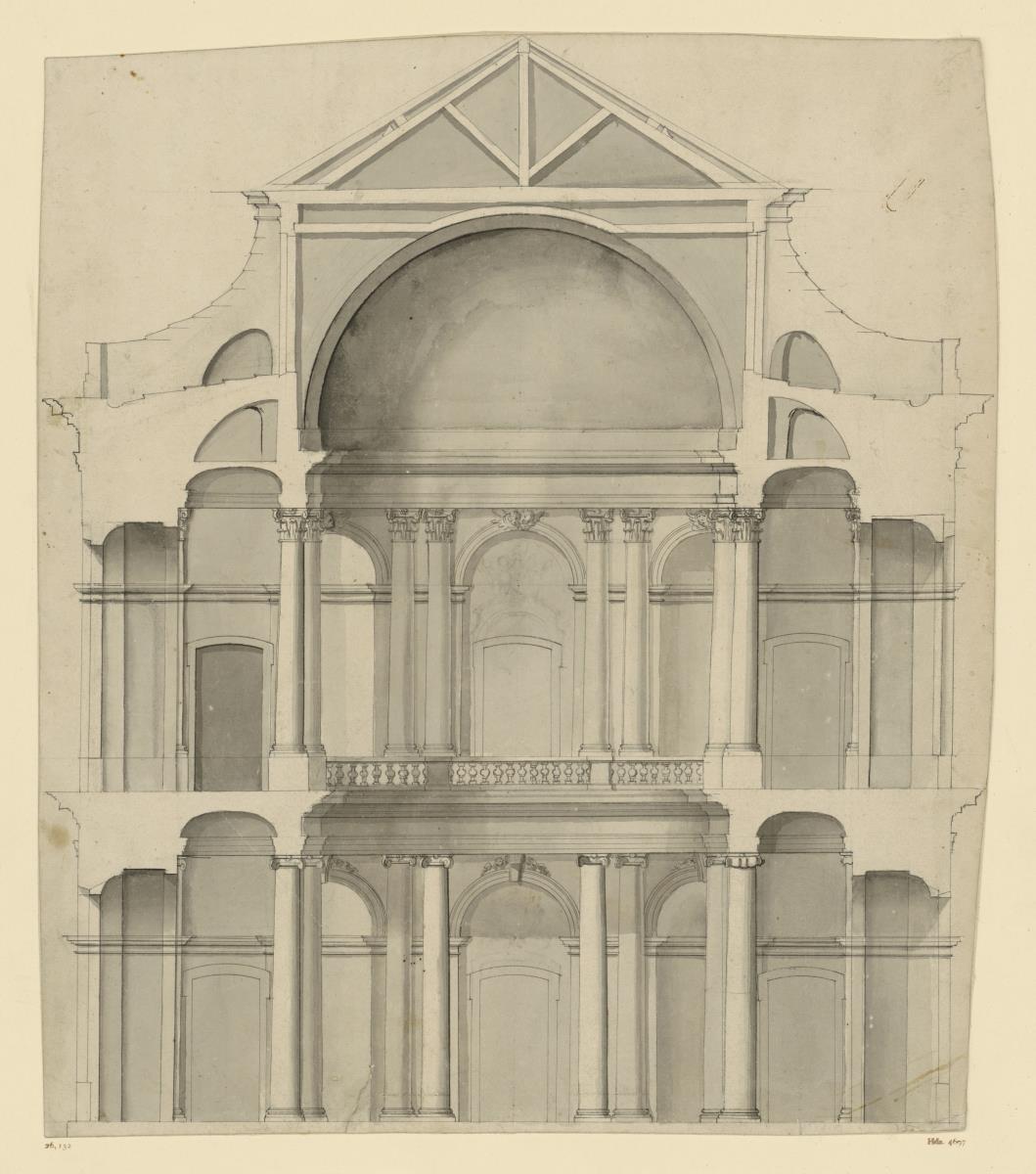 Würzburger Residenz, Querschnitt durch die Kirche mit Oval