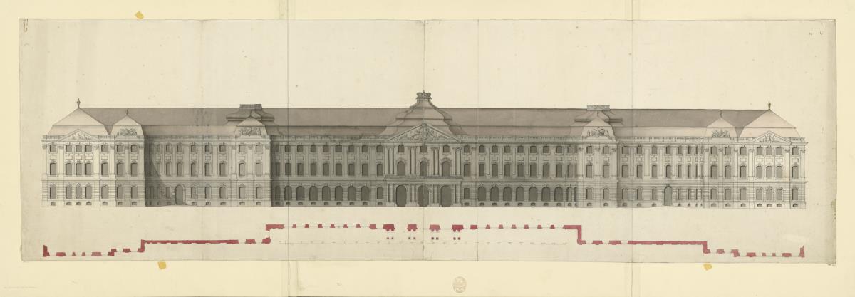 Entwurf des Neuen Schlosses in Stuttgart, Aufriss der Hauptfront