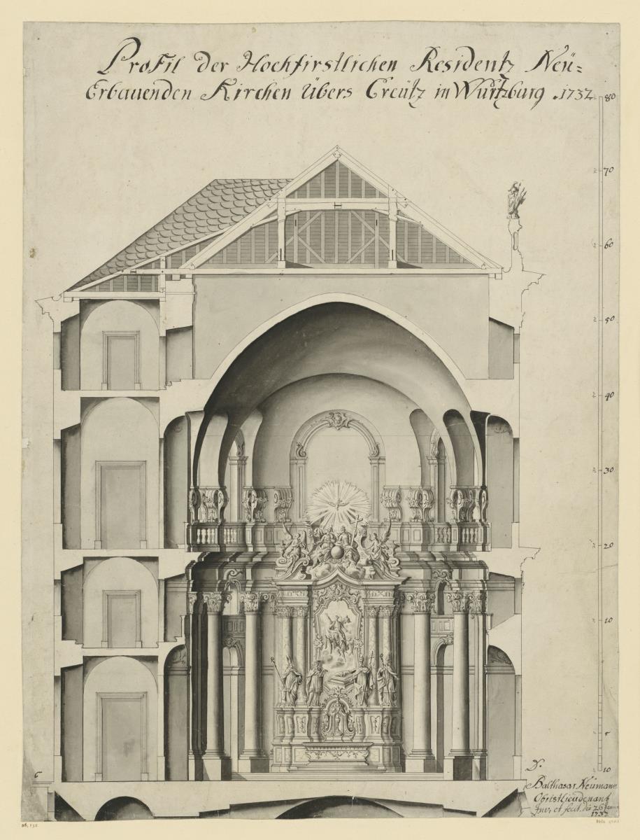 Querschnitt durch die Hofkirche der Würzburger Residenz